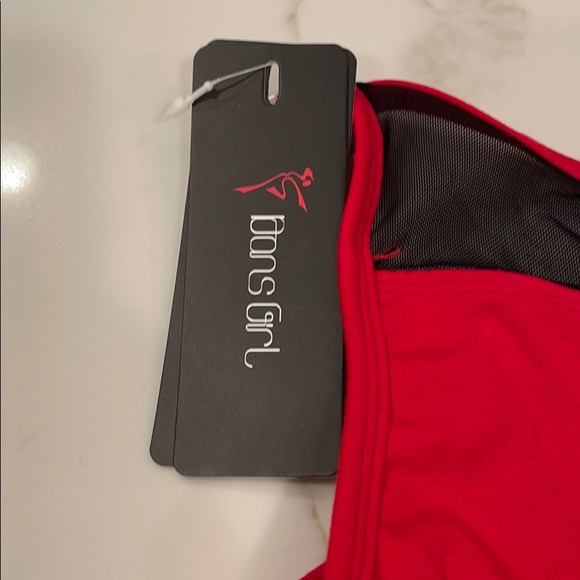 Red dance bodysuit with mesh top - Picture 3 of 5